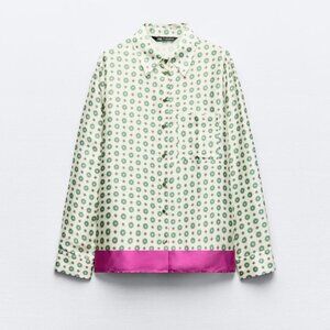 ZARA Printed Satin Shirt Small NWT